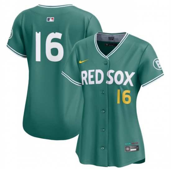 Women's Boston Red Sox 16 Jarren Duran Green 2025 City Connect Limited Stitched Baseball Jersey(Run Small)