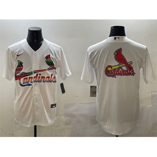 Men's St. Louis Cardinals Team Big Logo White Cool Base Stitched Baseball Jersey