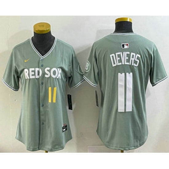 Women's Boston Red Sox 11 Rafael Devers Light Green 2025 City Connect Player Name Limited Jersey
