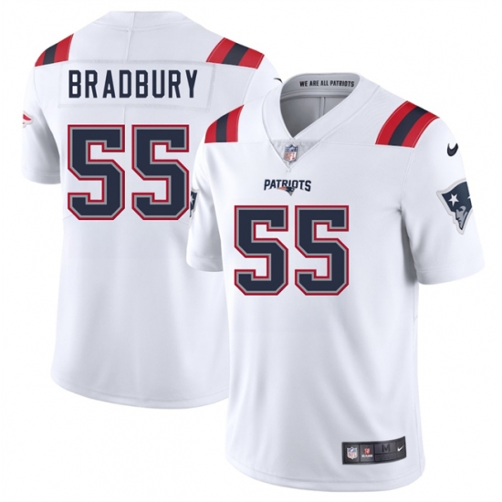 Men's New England Patriots 55 Garrett Bradbury White 2025 Vapor Limited Football Stitched Jersey