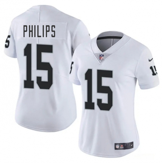 Women's Las Vegas Raiders 15 Kyle Philips White 2025 Vapor Football Stitched Jersey(Run Small)