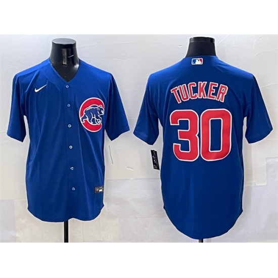 Men's Chicago Cubs 30 Kyle Tucker Royal Cool Base Stitched Baseball Jersey