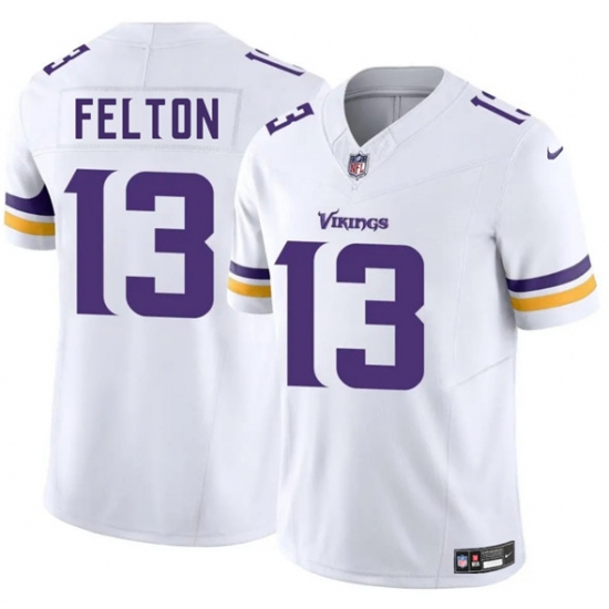 Men's Minnesota Vikings 13 Tai Felton White 2025 Draft F.U.S.E. Vapor Untouchable Limited Football Stitched Jersey
