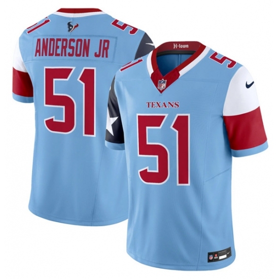 Men's Houston Texans 51 Will Anderson Jr Blue 2024 F U S E V5 Limited Stitched Football Jersey