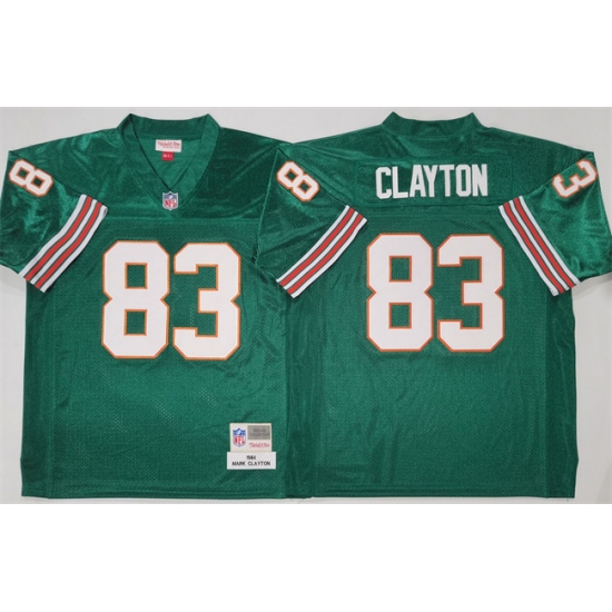 Men's Miami Dolphins 83 Mark Clayton Aqua Throwback Stitched Football Jersey
