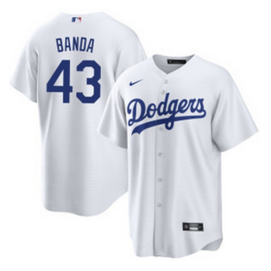 Mens's Los Angeles Dodgers 43 Anthony Banda White Cool Base Stitched Baseball Jersey