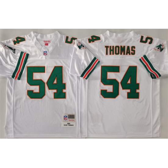 Men's Miami Dolphins 54 Zach Thomas White Throwback Stitched Football Jersey