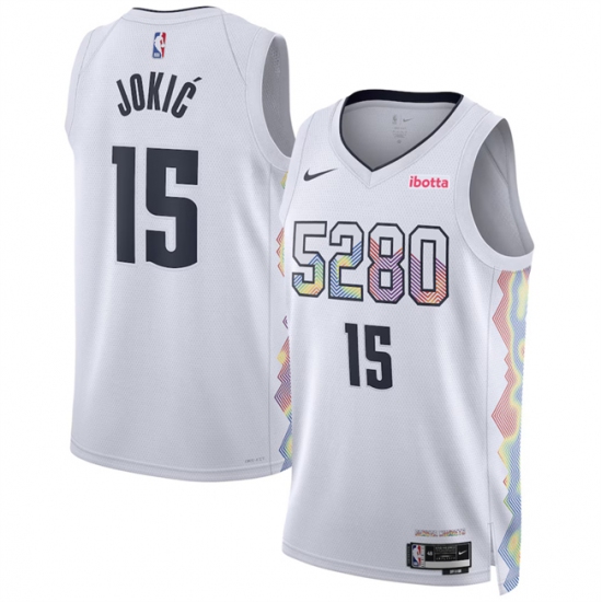 Men's Denver Nuggets 15 Nikola Jokic White 2024 25 City Edition Stitched Basketball Jersey