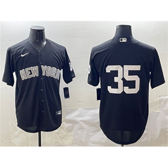 Men's New York Yankees 35 Cody Bellinger Black Cool Base Stitched Baseball Jersey