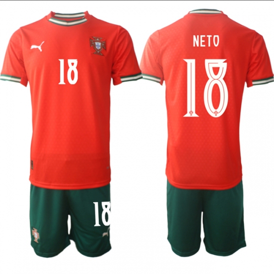 Men's Portugal Team 18 Pedro Neto 2025 Red Home Soccer Jersey Suit