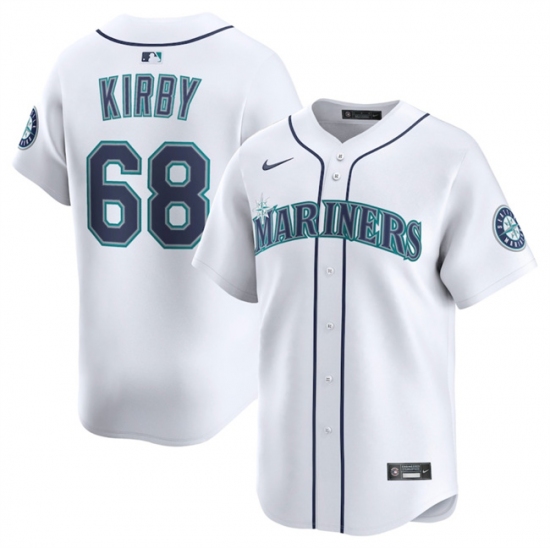 Men's Seattle Mariners 68 George Kirby White Home Limited Stitched Baseball Jersey