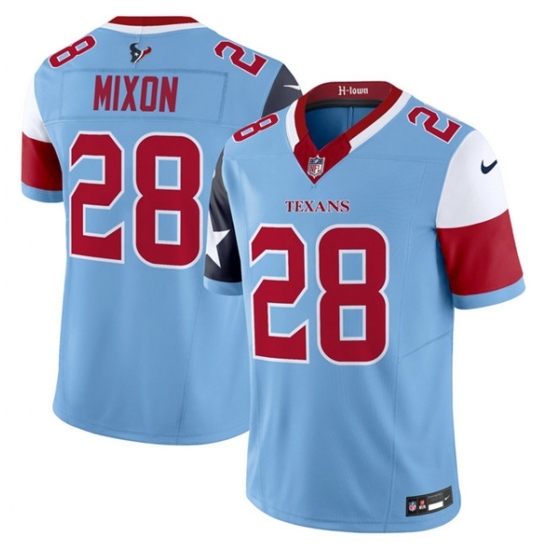 Men's Houston Texans 28 Joe Mixon Blue 2024 F U S E V5 Limited Stitched Football Jersey