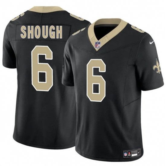 Men's New Orleans Saints 6 Tyler Shough Black 2025 Draft F.U.S.E. Vapor Limited Football Stitched Jersey