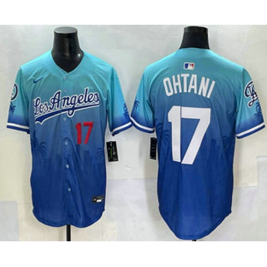 Men's Los Angeles Dodgers 17 Shohei Ohtani Blue 2025 City Connect Limited Stitched Jersey