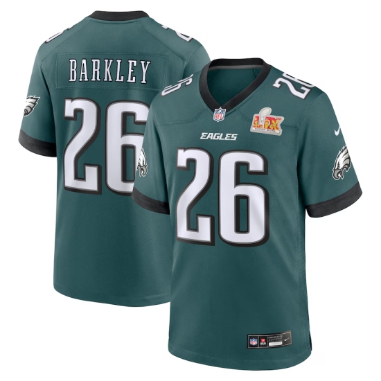 Men's Philadelphia Eagles 26 Saquon Barkley Nike Midnight Green Super Bowl LIX Game Player Jersey