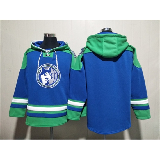 Men's Minnesota Timberwolves Blank Royal Lace-Up Pullover Hoodie