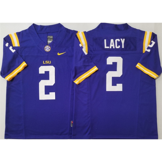 Men's LSU Tigers 2 Kyren Lacy Purple F.U.S.E. Stitched Jersey