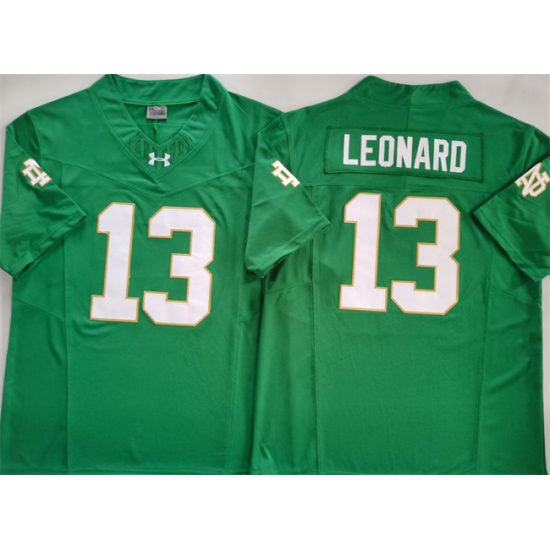 Men's Notre Dame Fighting Irish 13 Riley Leonard Green 2024 F.U.S.E. Limited Stitched Jersey