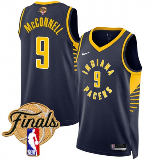 Men's Indiana Pacers 9 T.J. McConnell Navy 2025 Finals Icon Edition Stitched Basketball Jersey