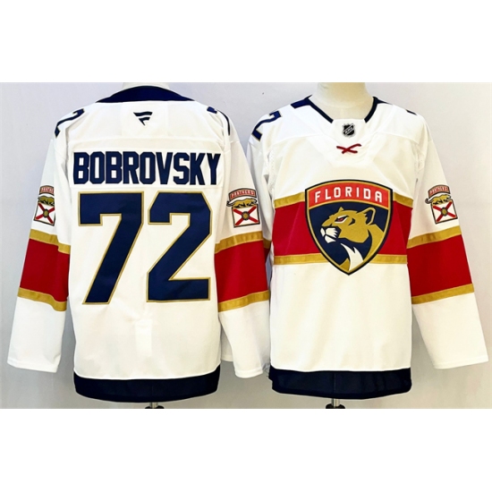 Men's Florida Panthers 72 Sergei Bobrovsky White 2024-25 Home Stitched Hockey Jersey