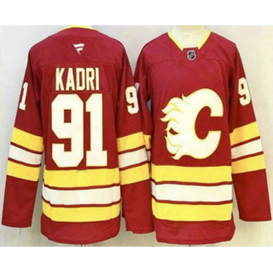 Men's Calgary Flames 91 Nazem Kadri Red Authentic Jersey