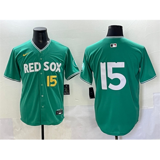 Men's Boston Red Sox 15 Dustin Pedroia Green 2025 City Connect Limited Stitched Baseball Jersey
