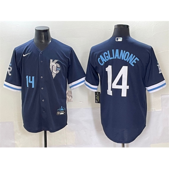 Men's Kansas City Royals 14 Jac Caglianone Navy City Connect Stitched Baseball Jersey