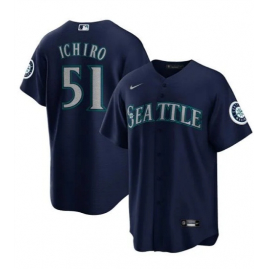Men's Seattle Mariners 51 Ichiro Suzuki Navy Cool Base Stitched Baseball Jersey