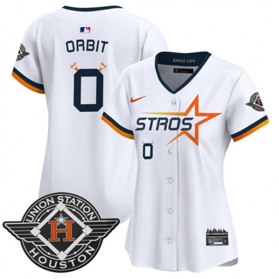 Women's Houston Astros 0 Orbit White 2025 City Connect Limited Stitched Baseball Jersey(Run Small)