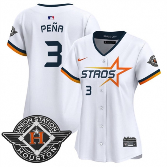 Women's Houston Astros 3 Jeremy Pena White 2025 City Connect Limited Stitched Baseball Jersey(Run Small)