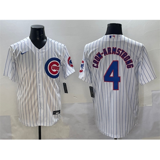 Men's Chicago Cubs 4 Pete Crow-Armstrong White Cool Base Stitched Baseball Jersey