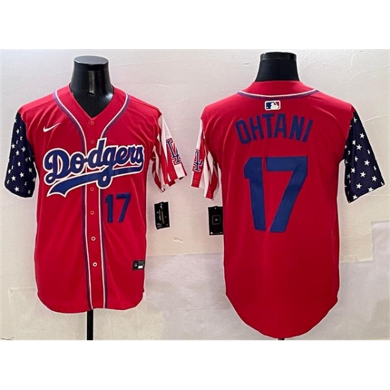 Men's Los Angeles Dodgers 17 Shohei Ohtani Red Limited Stitched Baseball Jersey