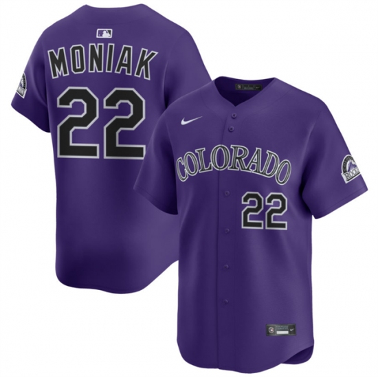 Men's Colorado Rockies 22 Mickey Moniak Purple Limited Stitched Baseball Jersey