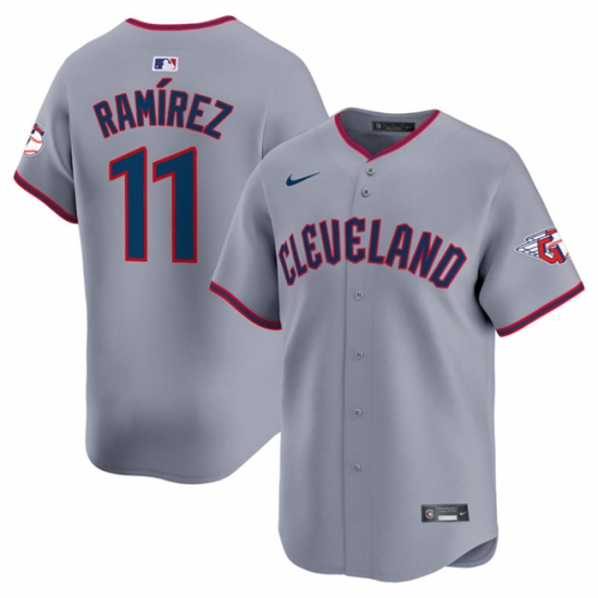 Men's Cleveland Guardians 11 Jose Ramirez Gray 2025 Alternate Limited Stitched Baseball Jersey