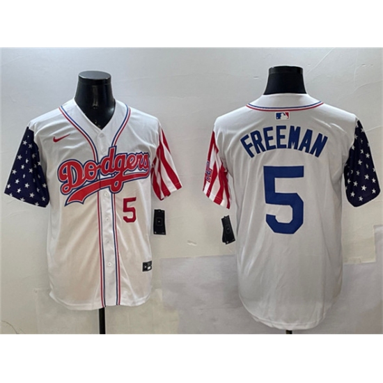 Men's Los Angeles Dodgers 5 Freddie Freeman White Limited Stitched Baseball Jersey