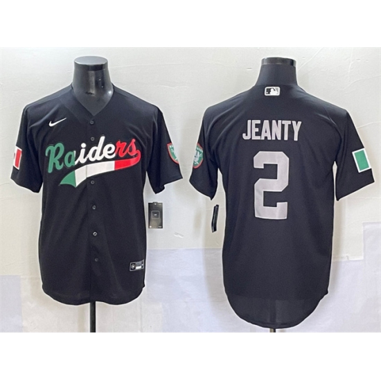 Men's Las Vegas Raiders 2 Ashton Jeanty Black Mexico Cool Base Stitched Baseball Jersey