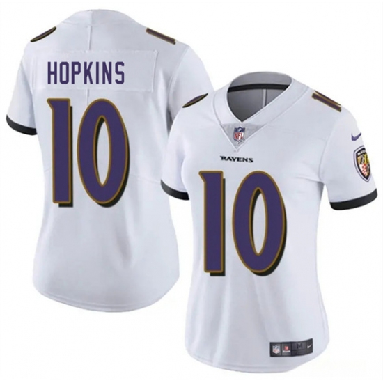 Women's Baltimore Ravens 10 DeAndre Hopkins White 2025 Vapor Football Jersey(Run Small)