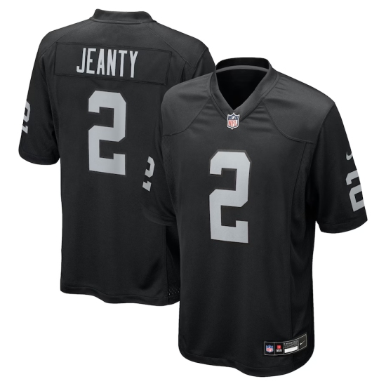 Men's Las Vegas Raiders 2 Ashton Jeanty Nike Black 2025 NFL Draft First Round Pick Game Jersey