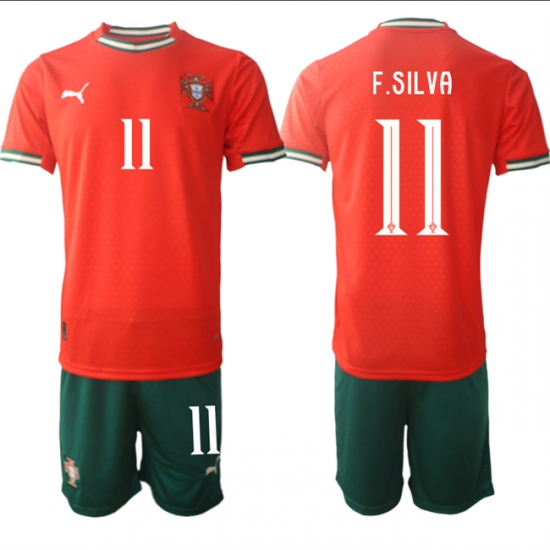 Men's Portugal Team 11 Fabio Silva 2025 Red Home Soccer Jersey Suit