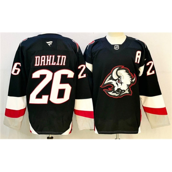 Men's Buffalo Sabres 26 Rasmus Dahlin Black 2024-25 Alternate With A Stitched Jersey