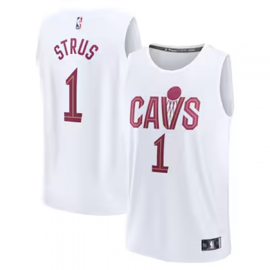 Men's Cleveland Cavaliers 1 Max Strus Fanatics White Fast Break Replica Player Jersey