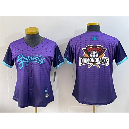 Women's Arizona Diamondbacks Team Big Logo Purple 2025 City Connect Limited Stitched Baseball Jersey(Run Small)