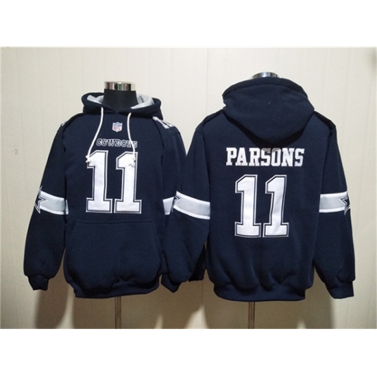Men's Dallas Cowboys 11 Micah Parsons Navy Ageless Must-Have Lace-Up Pullover Hoodie