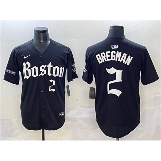 Men's Boston Red Sox 2 Alex Bregman Black Gothic Vapor Limited Stitched Baseball Jersey
