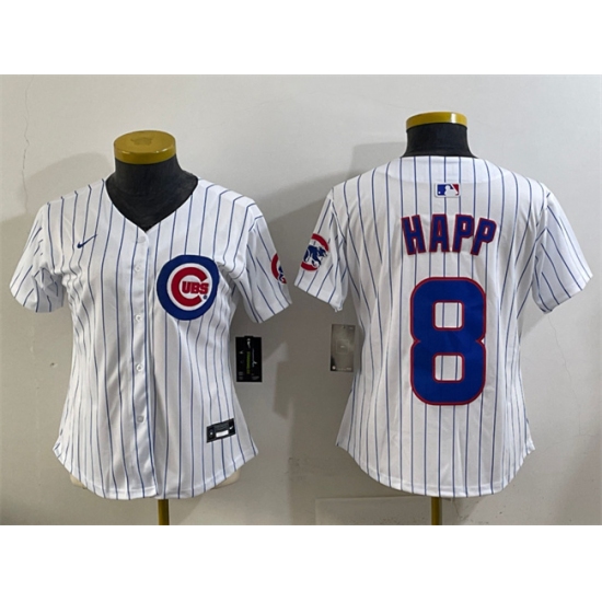 Youth Chicago Cubs 8 Ian Happ White Home Limited Stitched Baseball Jersey
