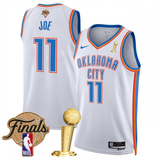 Men's Oklahoma City Thunder 11 Isaiah Joe White 2025 Finals And Finals Champions Association Edition Stitched Basketball Jersey