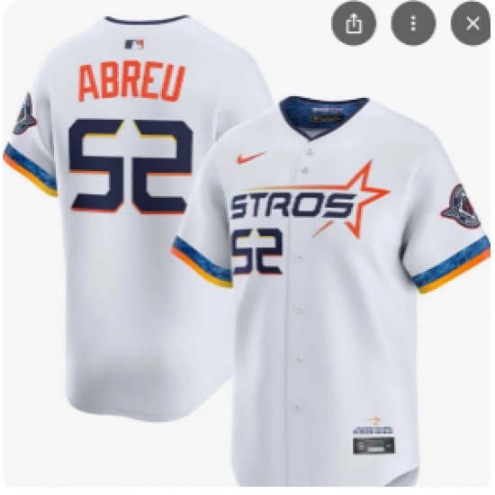 Men's Houston Astros 52 Abreu Nike White Home Replica Jersey