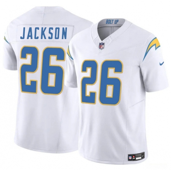 Men's Los Angeles Chargers 26 Donte Jackson White 2025 F.U.S.E. Vapor Limited Football Stitched Jersey