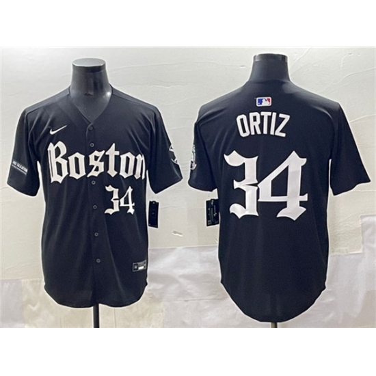 Men's Boston Red Sox 34 David Ortiz Black Gothic Vapor Limited Stitched Baseball Jersey