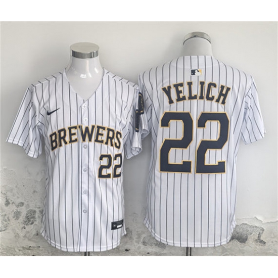 Men's Milwaukee Brewers 22 Christian Yelich White Alternate Limited Stitched Jersey